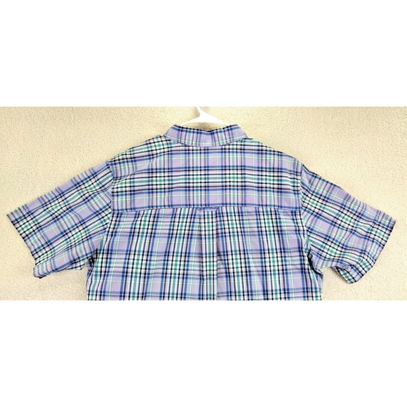 CHAPS Mens Plaid Short Sleeve Button Down Shirt Cotton Polyester Blend Size L - Picture 11 of 15